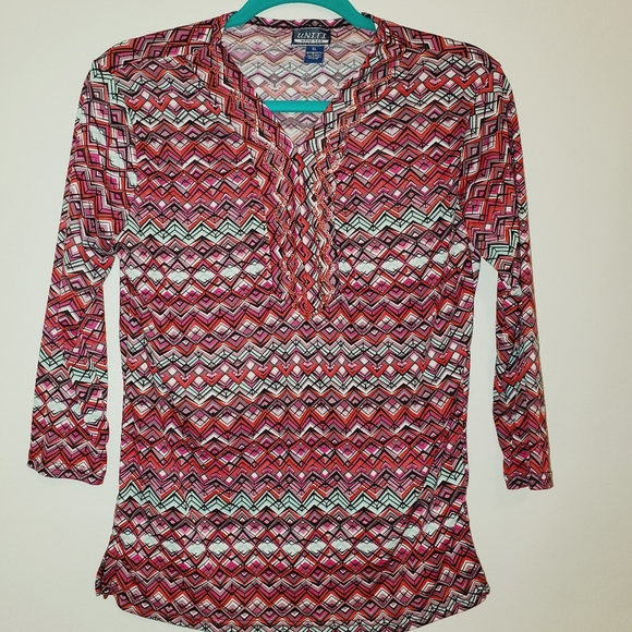 Uniti Casual Women's Stretch 3/4 Sleeve Multi Color Top 140 - Picture 1 of 7